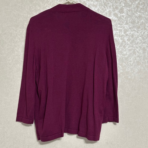 Alfred Dunner Cardigan Knit Layered Duet Top Floral Embellished Beaded Neck M - Picture 2 of 7